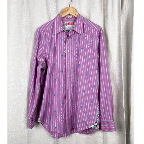 Robert Graham embroidered purple stripe button down Freshly Laundered Shirt - Picture 2 of 11